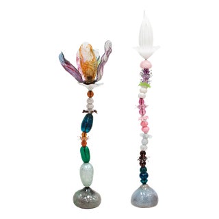 Art Nouveau Style Crystal Floral Floor Lamps, Set of 2 For Sale