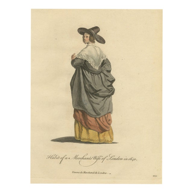 Jefferys, Merchant's Wife of London in 1640, Back View, 1757, Engraving For Sale