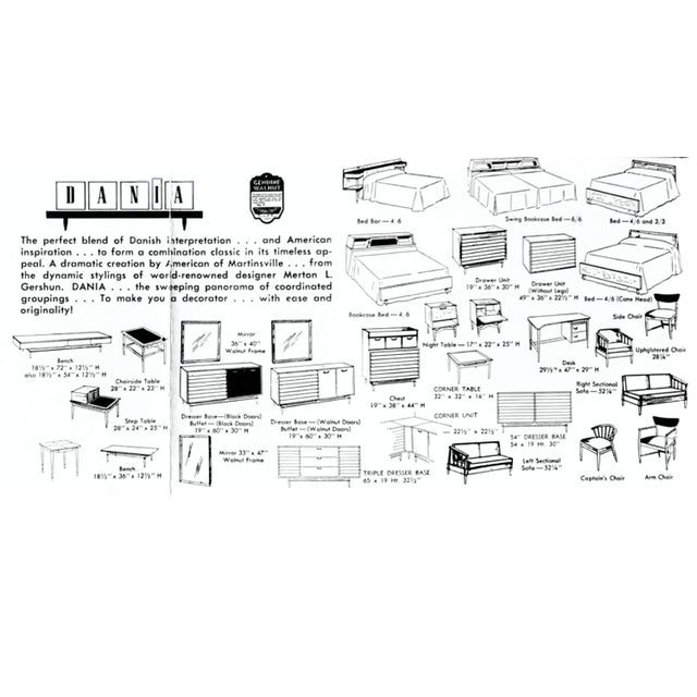 1960s American of Martinsville Dania Black and Walnut Headboard With Attached Nightstands For Sale - Image 5 of 14