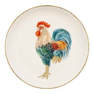 Circa 1950's Arzberg Porcelain Rooster Plate Made in Germany For Sale