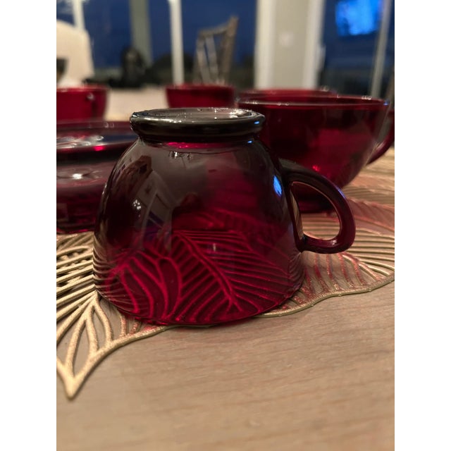Vintage Royal Red Punch Bowl With Cups and Pedestal- 11 Pieces For Sale In Jacksonville, FL - Image 6 of 13