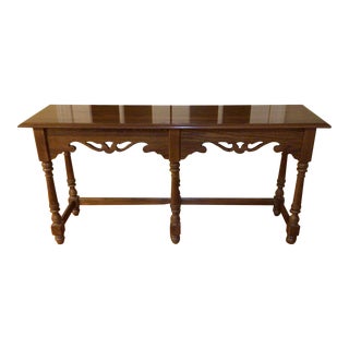 Ethan Allen Oak Console Sofa Table For Sale
