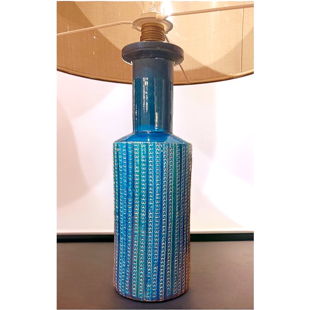 Rimini Ceramic Table Lamp in Blue by Aldo Londo for Bitossi, Italy, 1960s For Sale - Image 5 of 8