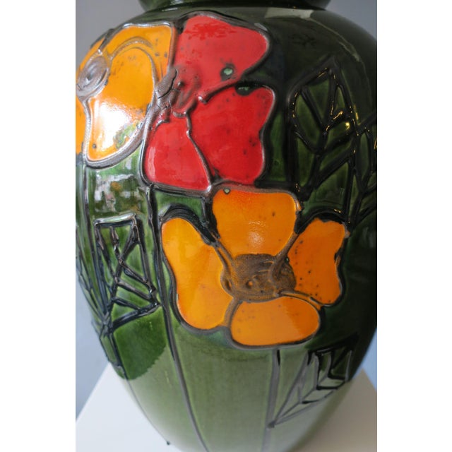 Large ceramic floor vase with an unusual Brutalist design, dating from the 1960s and marked '28G-51 West Germany'.