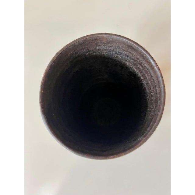 Ceramic Geometrical Vase with Black Metallic Glaze Beatrice Wood For Sale - Image 9 of 13