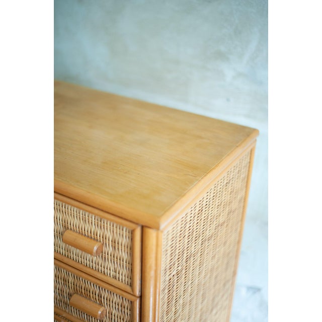Bamboo and Wood Tallboys, Set of 2 For Sale - Image 5 of 10