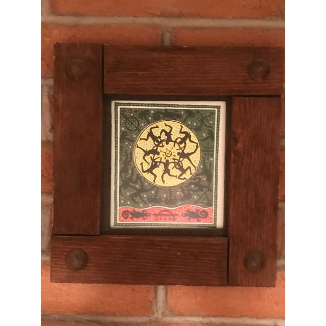 Vintage Folk Art Framed Acrylic Painting For Sale - Image 4 of 4