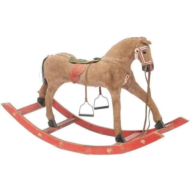 Brown Antique American Carved & Painted Early Rocking Horse For Sale - Image 8 of 9