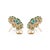 Retro 6.53ct Turquoise Emerald & Diamond Floral Stud Earrings in 14k Gold- 2 Pieces For Sale - Image 9 of 16