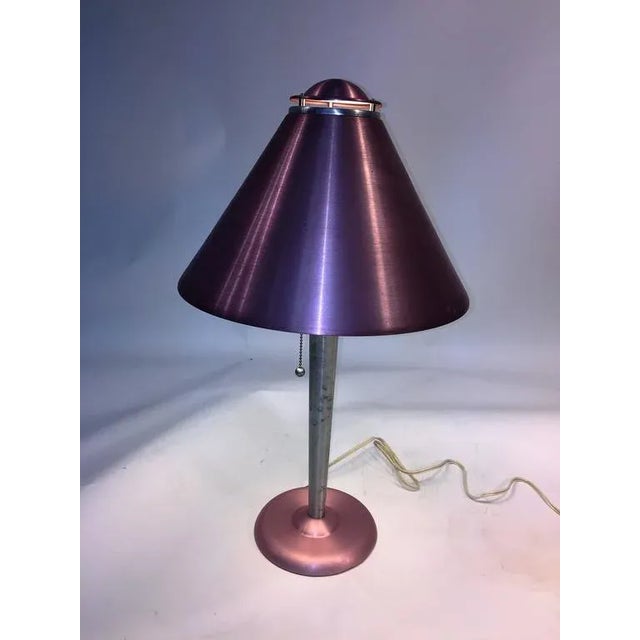 Art Deco Art Moderne Anodized Spun Aluminum Lamps - A Pair For Sale - Image 3 of 9