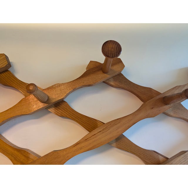 Vintage Wall-Mounted Coat Rack in Oak from the GDR, 1960s For Sale - Image 6 of 13
