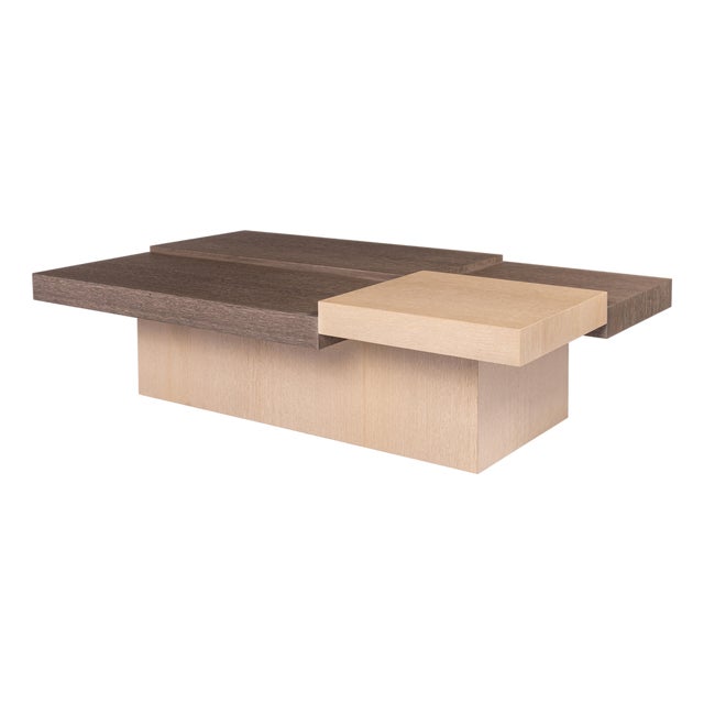 Lati Wood Veneer Cocktail Table, Grey and Beige - Mesona by Oggetti For Sale