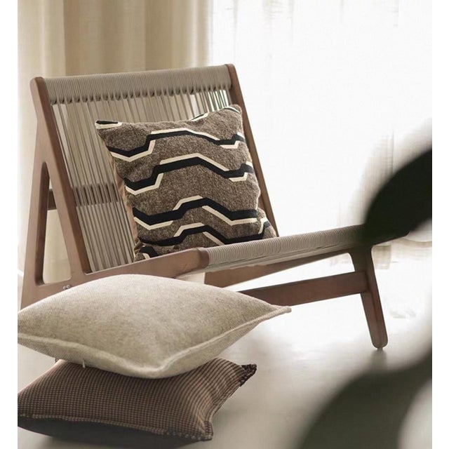 2020s One Embroidered Brown Solid Velvet Throw Pillow For Sale - Image 5 of 7