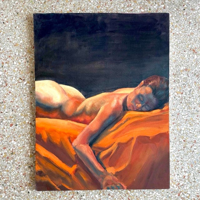 Contemporary Vintage Oil on Canvas Nude Figure Painting For Sale - Image 3 of 5