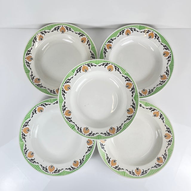 Vintage Maroussia Soup Plates from Sarreguemines, 1930s, Set of 5 For Sale - Image 10 of 10