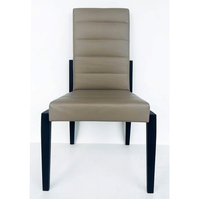 Modern Umberto Asnago for Mobilidea Italian Leather/Oak Tall Chairs- a Pair For Sale - Image 3 of 12