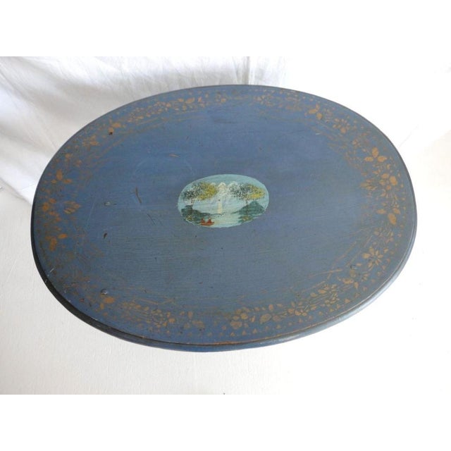 19th Century 19th Century Original Blue Painted Small Oval Table For Sale - Image 5 of 7