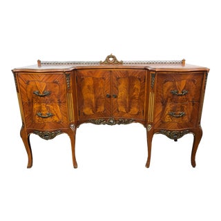 1940s Art Nouveau French Parquetry Inlaid Vanity/Desk For Sale