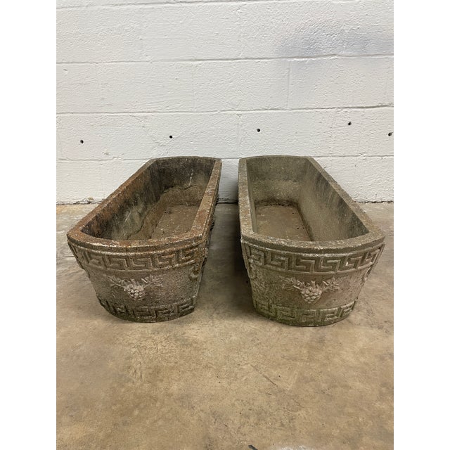 Neoclassical Late 19th C. Neoclassical Cast Stone Garden Planters - A Pair For Sale - Image 3 of 9