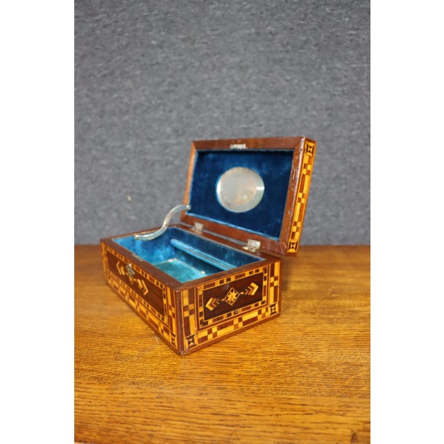Brown Victorian Marquetry Jewelry Box in Mahogany, Rosewood & Satinwood For Sale - Image 8 of 13