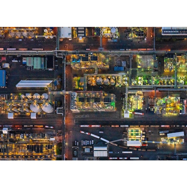 "Chemiefabrik_005" Contemporary Original Aerial View Landscape Photograph by Bernhard Lang For Sale