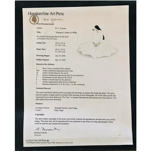 R C Gorman Original Lithograph “Mariposa St. Ii” For Sale - Image 11 of 12