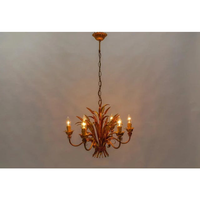 Mid-Century Modern Large Hollywood Regency Wheat Ceiling Lamp by Hans Kögl, Germany, 1970s For Sale - Image 3 of 10