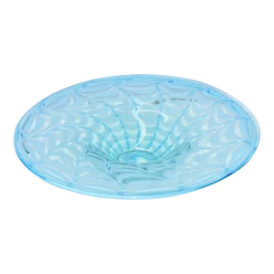 1980s Waterford Evolution Opalescent Blue Art Glass Crystal Round Bowl Centerpiece