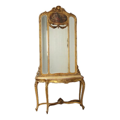 Console Table with Mirror, Set of 2 For Sale