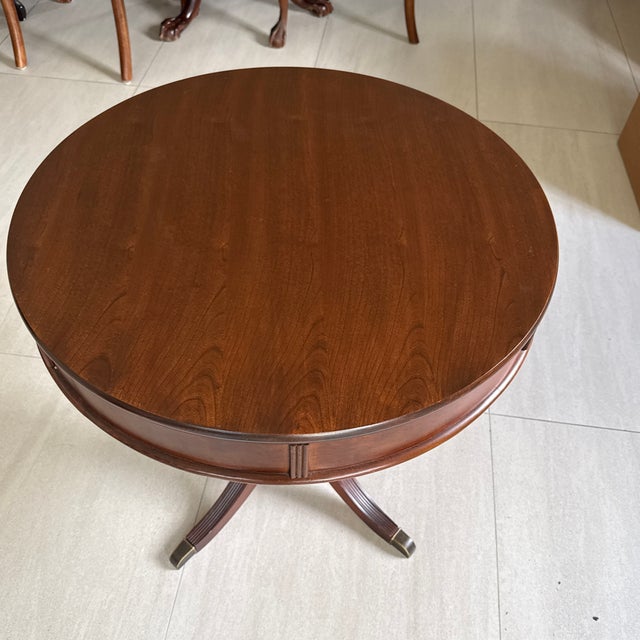 American Early 18th Century Mahogony Single Drawer Drum Table For Sale - Image 3 of 6