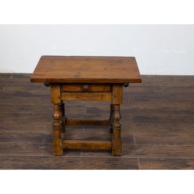 English 19th Century Walnut Side Table with Drawer and Turned Baluster Legs For Sale In Atlanta - Image 6 of 12