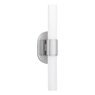 Dixon Cylindrical Sconce Double, Polished Nickel For Sale