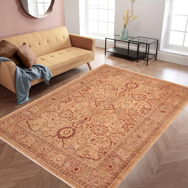 "Enhance the ambiance of your home with this magnificent Persian-influenced Turkish hand-knotted rug made by skilled...
