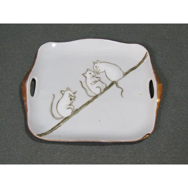 Arts & Crafts Signed M. Schippel Hand-Painted Mice Handled Plate, c.1910–1930 For Sale - Image 3 of 11