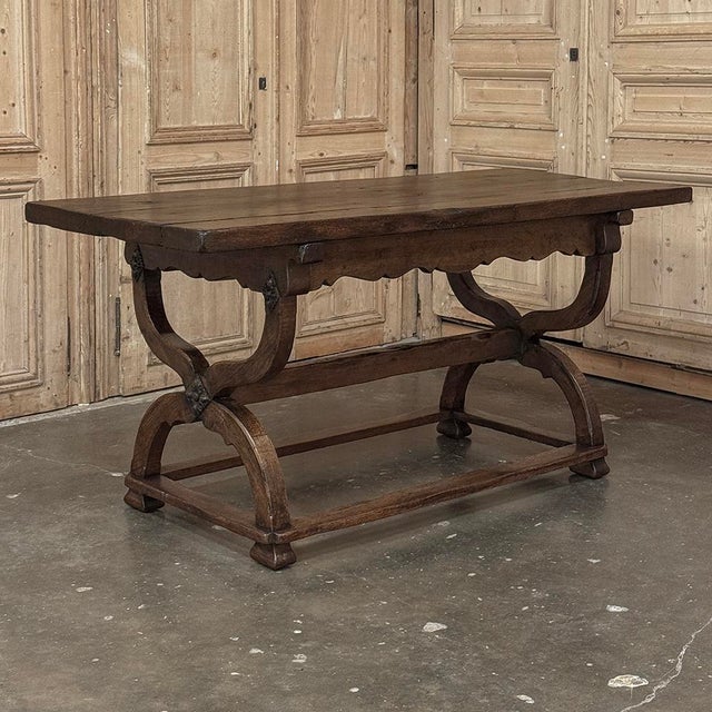 18th Century Spanish Oak Trestle Table ~ Console ~ Library Table For Sale - Image 15 of 18