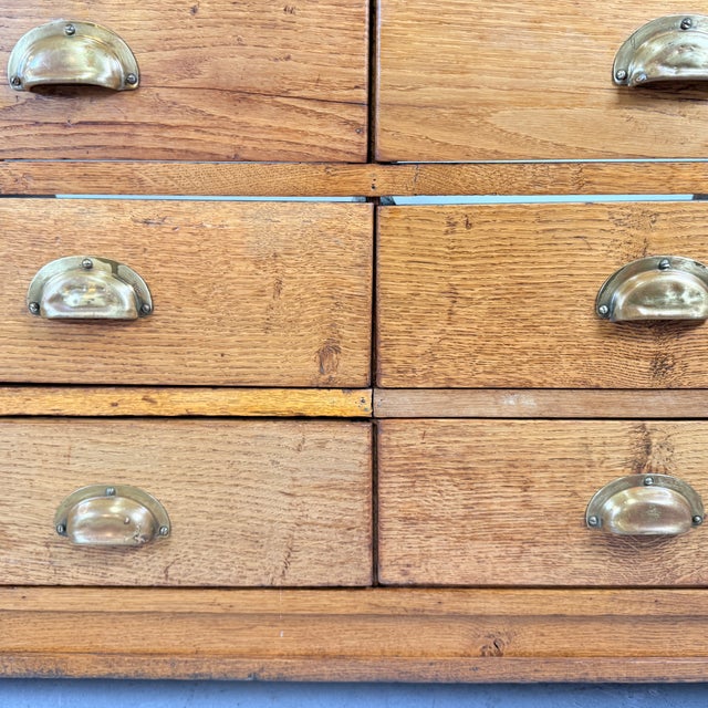 Oak and Glass Haberdashery Showcase Counter with 16 Drawers, 1940s For Sale - Image 14 of 16