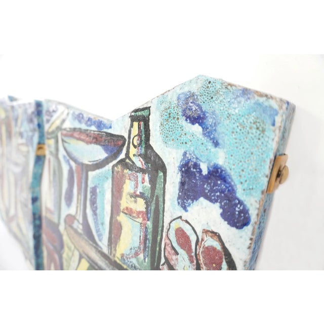 Mid-Century Modern Large Italian Decorative Cocktail Bar Ceramic Tiles, 1950s, Set of 3 For Sale - Image 3 of 7