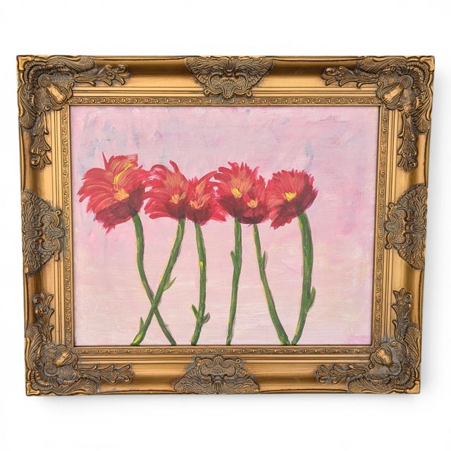 Shabby Chic Original Botanical Flower Framed Painting For Sale - Image 3 of 10