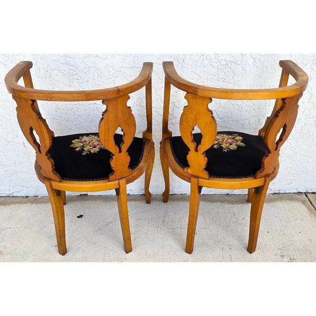 Antique Circa 1900 Victorian Corner Tub Barrel Chairs Set of 2 For Sale - Image 4 of 18