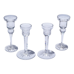 Set of 4 Kosta Boda Scandinavian Modern Faceted Art Glass Candle Holders