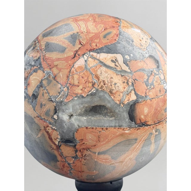 Modern Red Maligano Jasper Spheres on Bases, 2010s, Set of 2 For Sale - Image 3 of 10