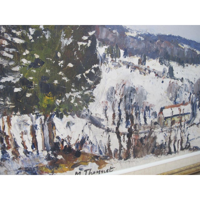 Max Theynet Signed Impressionist Swiss Rural Winter Landscape Oil Painting For Sale In Portland, OR - Image 6 of 8