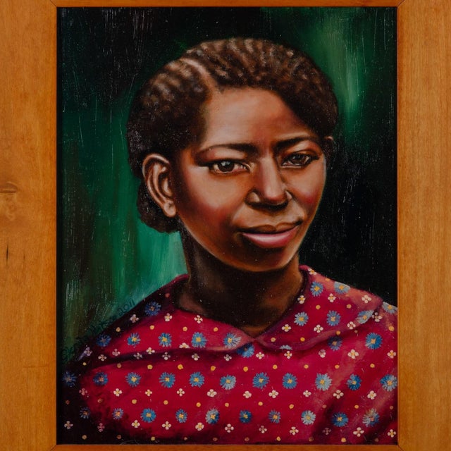 Portrait painting acrylic on canvas signed: Glenda Watson, 2011 sight: 10 ⅝ by 13 ¾ inches frame: 16 ¼ by 19 ¼ inches