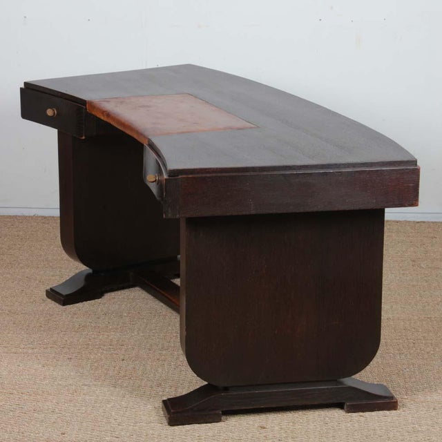 Art Deco Desk in Oak and Leather, 1930s For Sale - Image 10 of 13