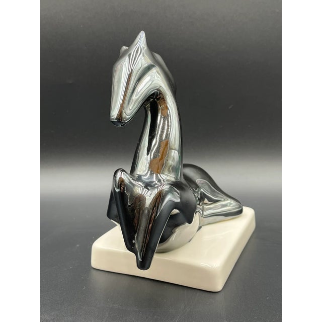 Fran Mar after Franz Marc, Resting Horse, 1970s, Ceramic Sculpture with Platinum Glaze For Sale - Image 6 of 16