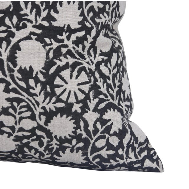 Fabdivine Artistic Cushion Cover 24x24 Inch Floral Prints on Pure Linen- Chakri For Sale - Image 4 of 4