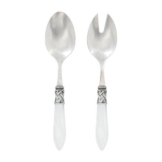 VIETRI Aladdin Antique Flatware White Salad Server Set - 2 Pieces For Sale - Image 10 of 10