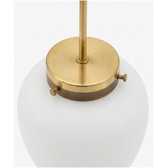 Stilnovo 1950s Stilnovo Elegant Five-Arm Brass Chandelier With Frosted Glass Drops For Sale - Image 4 of 7