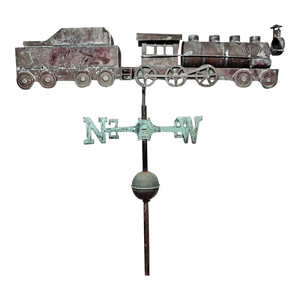 Vintage Copper Locomotive Train Weathervane