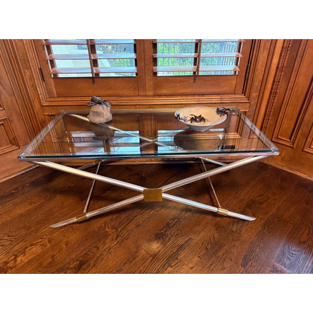 Metal Rare X-leg Coffee Table V-41 by John Vesey For Sale - Image 7 of 13